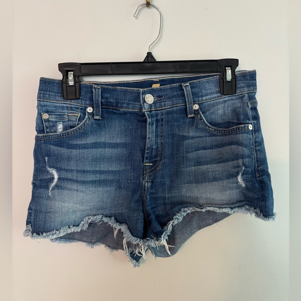 Seven For All Mankind mini cutoff jean shorts with distressed hem
